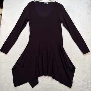 Sympli Tunic Top Womens 8 Black Asymmetrical Hem Travel Wear‎ Made In Canada